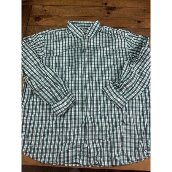 Duluth Trading Wrinkle Fighter Men's Shirt Size 2XL Green Plaid Pocket - Picture 1 of 6